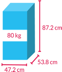 80kg, HxLxP = 87.2cm x 53.5cm x 47.2cm