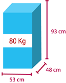 80kg, HxLxP = 87.2cm x 53.5cm x 47.2cm