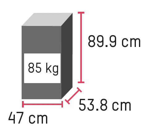 80kg, HxLxP = 87.2cm x 53.5cm x 47.2cm